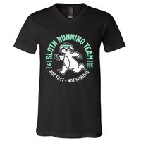 Sloth Running Team Not Fast Not Furious V-Neck T-Shirt