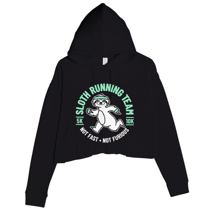 Sloth Running Team Not Fast Not Furious Crop Fleece Hoodie