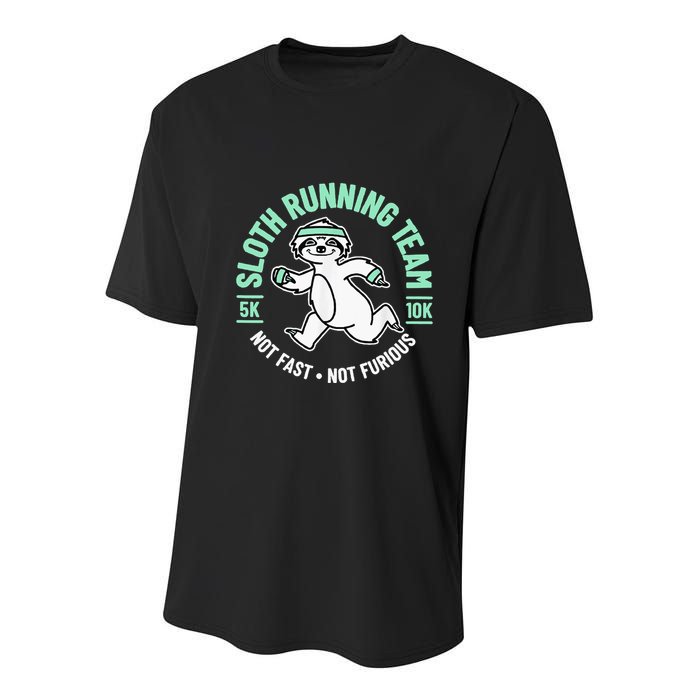 Sloth Running Team Not Fast Not Furious Youth Performance Sprint T-Shirt