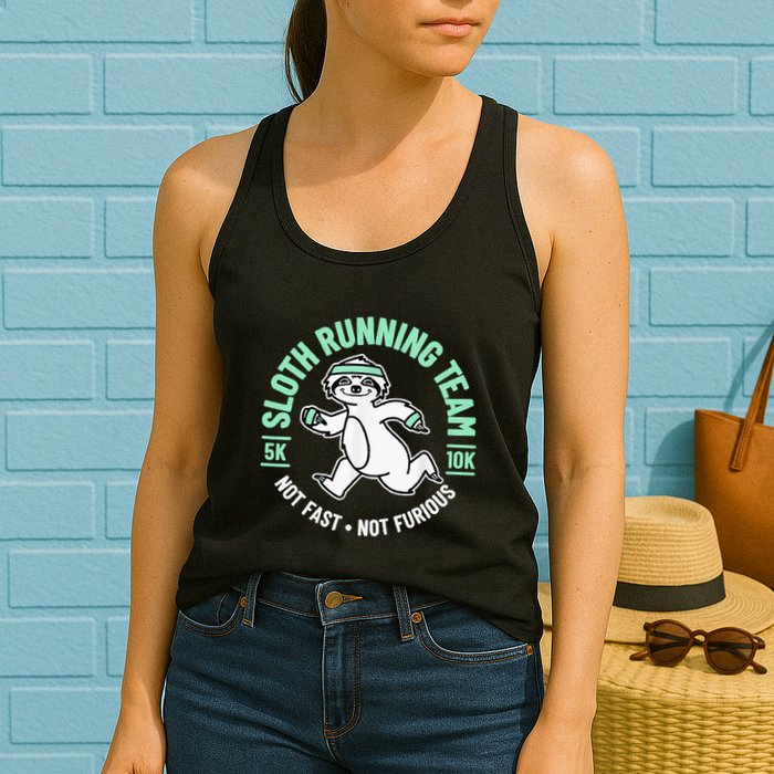 Sloth Running Team Not Fast Not Furious Womens Tank Top