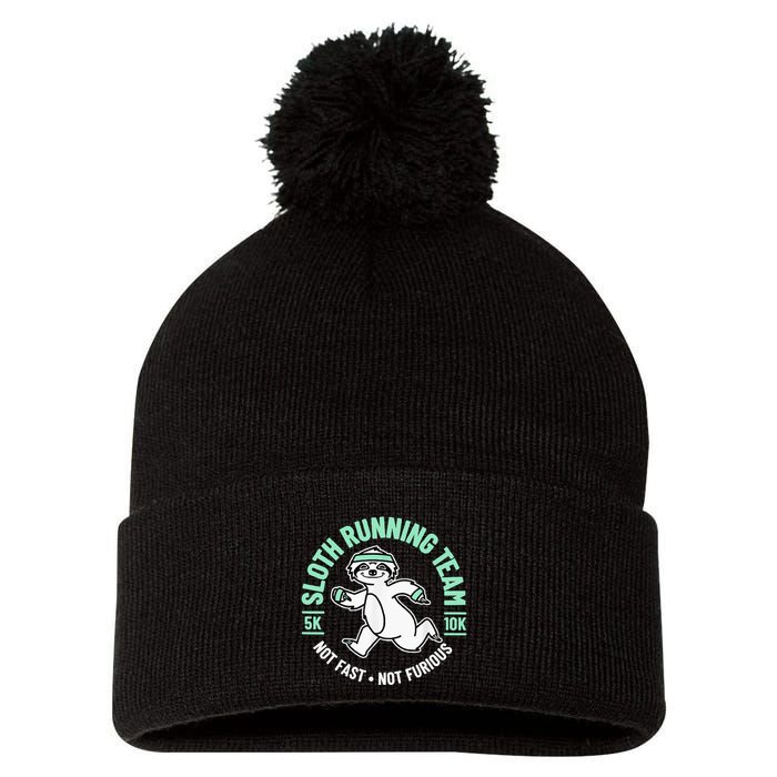 Sloth Running Team Not Fast Not Furious Pom Pom 12in Knit Beanie