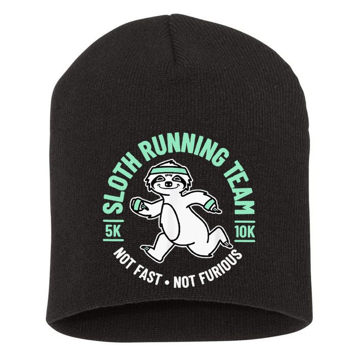 Sloth Running Team Not Fast Not Furious Short Acrylic Beanie
