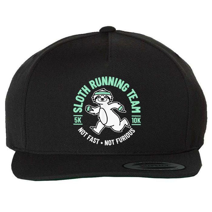 Sloth Running Team Not Fast Not Furious Wool Snapback Cap