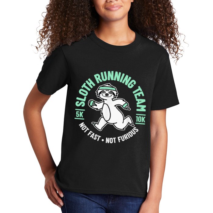 Sloth Running Team Not Fast Not Furious Kids T-Shirt