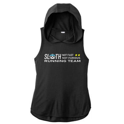 Sloth Running Team Not Fast Not Furious Ladies PosiCharge Tri-Blend Wicking Draft Hoodie Tank