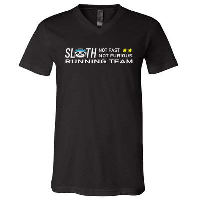 Sloth Running Team Not Fast Not Furious V-Neck T-Shirt