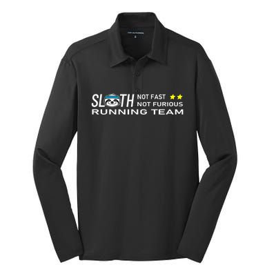 Sloth Running Team Not Fast Not Furious Silk Touch Performance Long Sleeve Polo