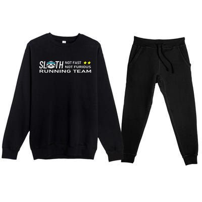 Sloth Running Team Not Fast Not Furious Premium Crewneck Sweatsuit Set