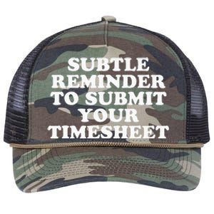 Subtle Reminder To Submit Your Timesheet Funny Hr Gift Retro Rope Trucker Hat Cap