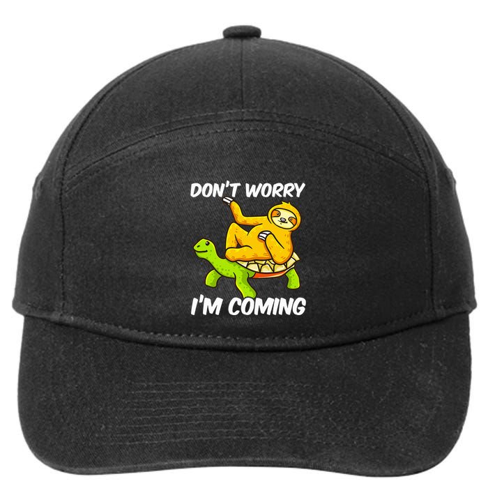 Sloth Riding Turtle Tortoise Sloth Lovers 7-Panel Snapback Hat