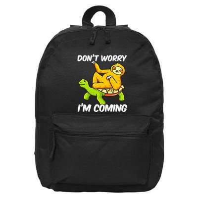 Sloth Riding Turtle Tortoise Sloth Lovers 16 in Basic Backpack