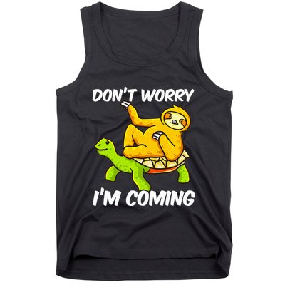 Sloth Riding Turtle Tortoise Sloth Lovers Tank Top