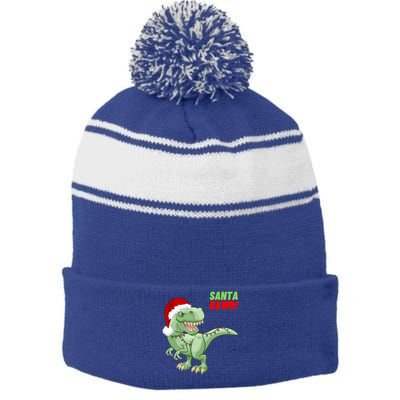 Santa Rawr! Tee Fa Ra Rawr Dinosaur Tgiftrex Christmas Gift Stripe Pom Pom Beanie