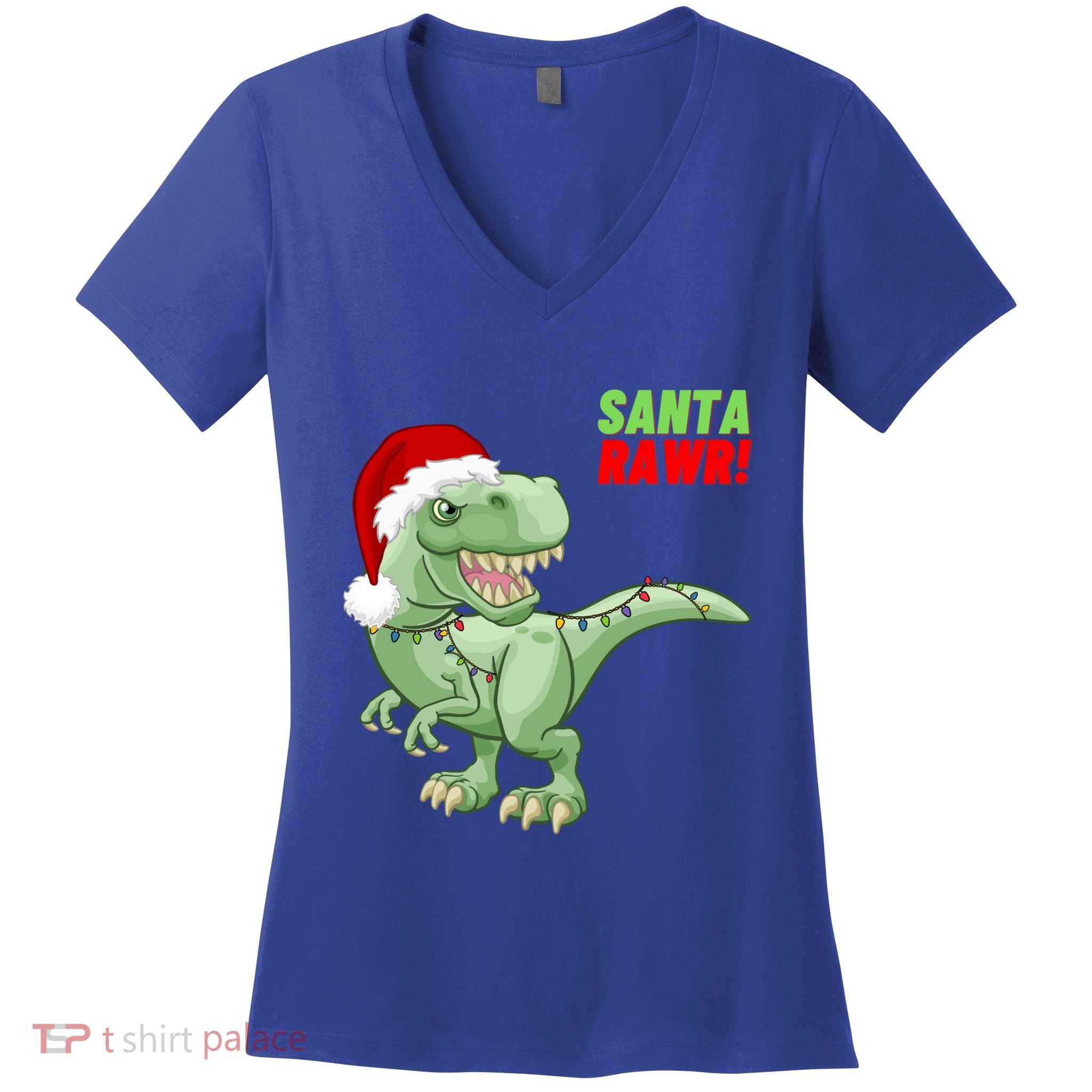 Santa Rawr! Tee Fa Ra Rawr Dinosaur Tgiftrex Christmas Gift Women's V-Neck T-Shirt