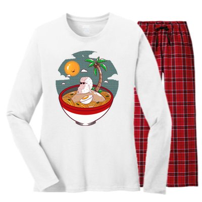 Summer Ramen Tropical Inspired Design For The Ultimate Beach Vibes Women's Long Sleeve Flannel Pajama Set 