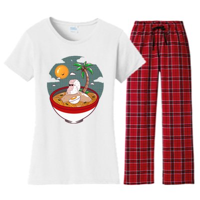 Summer Ramen Tropical Inspired Design For The Ultimate Beach Vibes Women's Flannel Pajama Set