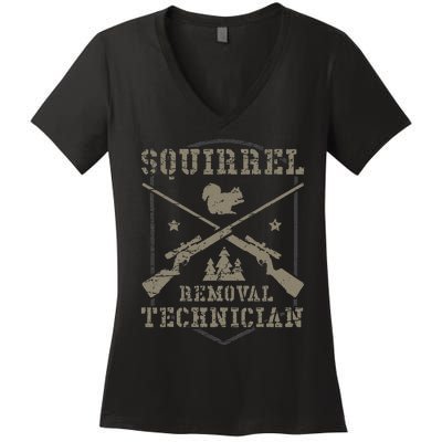 Squirrel Removal Technician Squirrel Hunting Squirrel Hunter Women's V-Neck T-Shirt