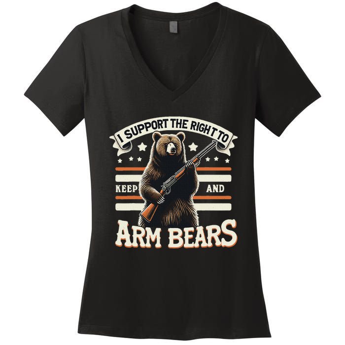 Support Right To Keep And Arm Bears Humorous Wildlife Rights Women's V-Neck T-Shirt