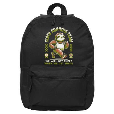 Sloth Running Team Running Gifts Women Funny Sloth 16 in Basic Backpack