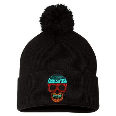 Skull Radiologic Technologist Pom Pom 12in Knit Beanie