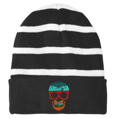 Skull Radiologic Technologist Striped Beanie with Solid Band