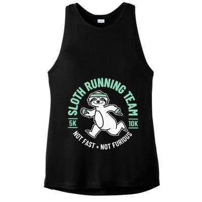 Sloth Running Team Not Fast Not Furious Ladies PosiCharge Tri-Blend Wicking Tank
