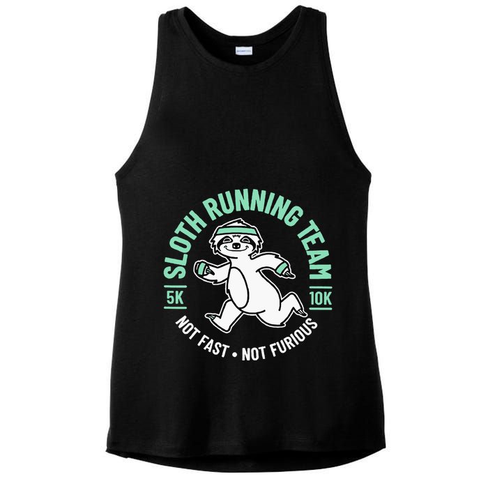 Sloth Running Team Not Fast Not Furious Ladies PosiCharge Tri-Blend Wicking Tank