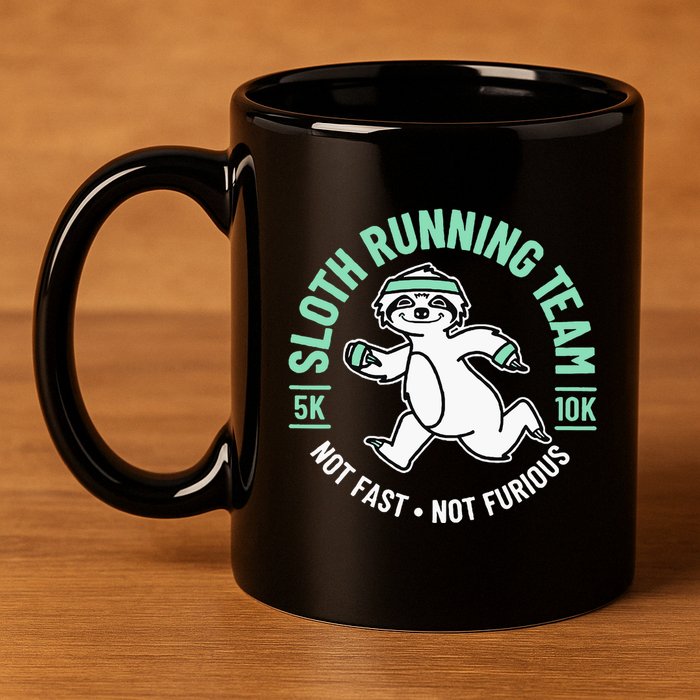 Sloth Running Team Not Fast Not Furious 11oz C Handle Ceramic Mug
