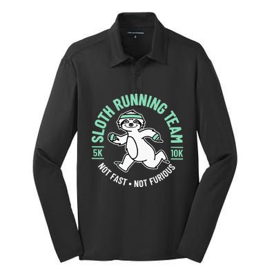 Sloth Running Team Not Fast Not Furious Silk Touch Performance Long Sleeve Polo