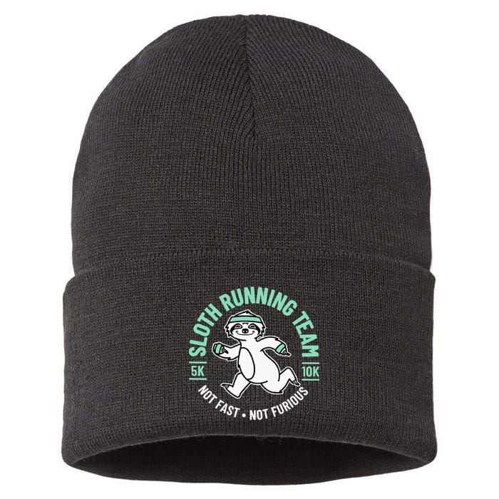 Sloth Running Team Not Fast Not Furious Sustainable Knit Beanie