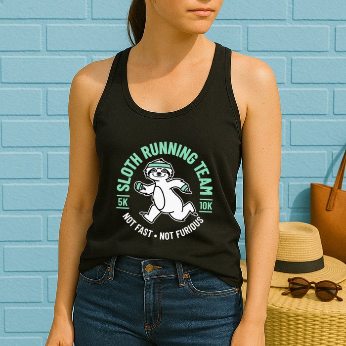 Sloth Running Team Not Fast Not Furious Womens Tank Top
