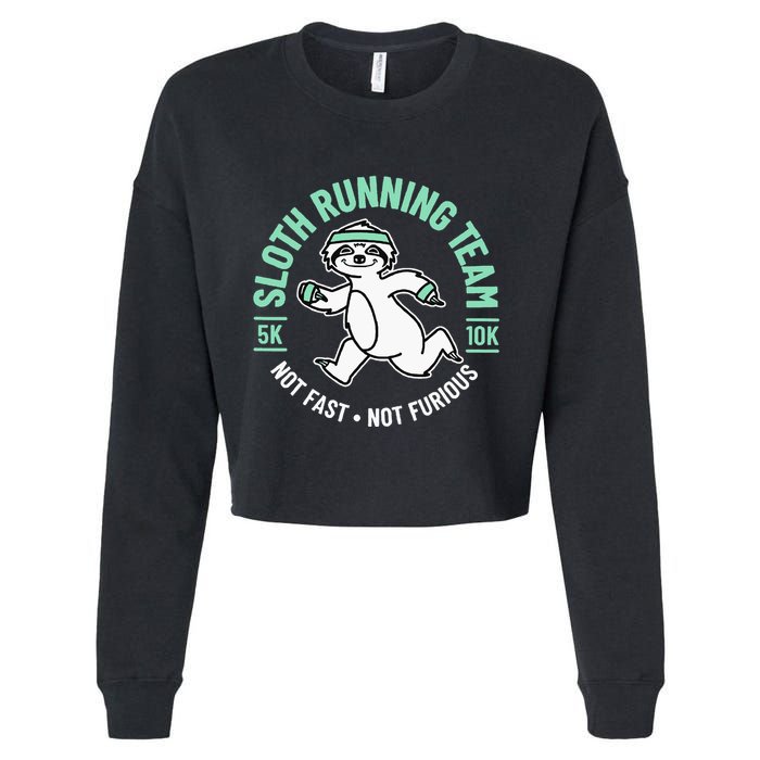 Sloth Running Team Not Fast Not Furious Cropped Pullover Crew