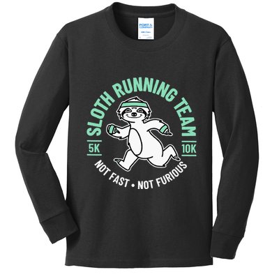 Sloth Running Team Not Fast Not Furious Kids Long Sleeve Shirt