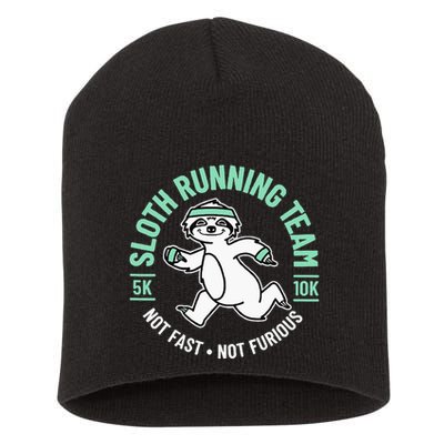 Sloth Running Team Not Fast Not Furious Short Acrylic Beanie
