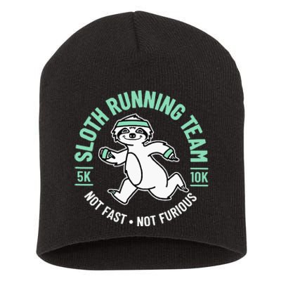 Sloth Running Team Not Fast Not Furious Short Acrylic Beanie