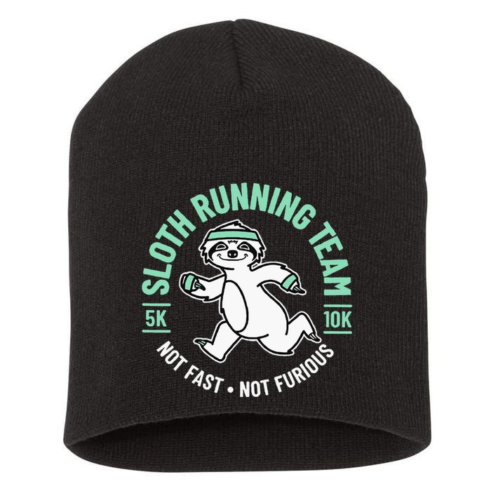 Sloth Running Team Not Fast Not Furious Short Acrylic Beanie