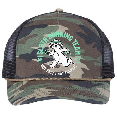 Sloth Running Team Not Fast Not Furious Retro Rope Trucker Hat Cap