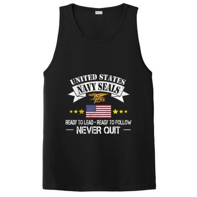 Seals Ready To Lead Ready To Follow Never Quit Na Vy Veteran PosiCharge Competitor Tank