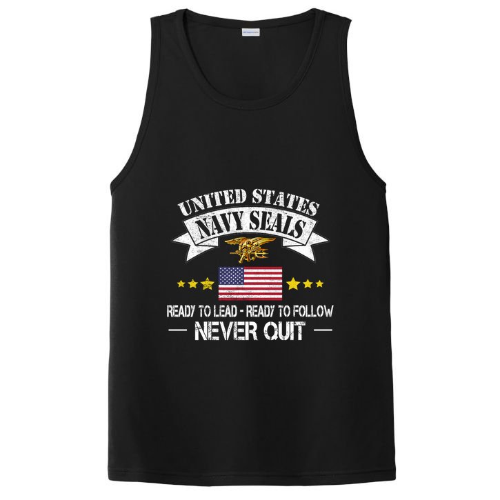 Seals Ready To Lead Ready To Follow Never Quit Na Vy Veteran PosiCharge Competitor Tank