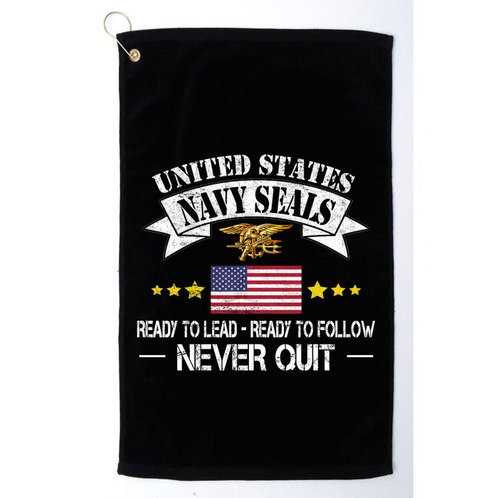 Seals Ready To Lead Ready To Follow Never Quit Na Vy Veteran Golf Towel