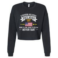 Seals Ready To Lead Ready To Follow Never Quit Na Vy Veteran Cropped Pullover Crew