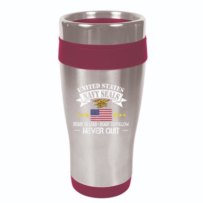 Seals Ready To Lead Ready To Follow Never Quit Na Vy Veteran 16oz Travel Tumbler