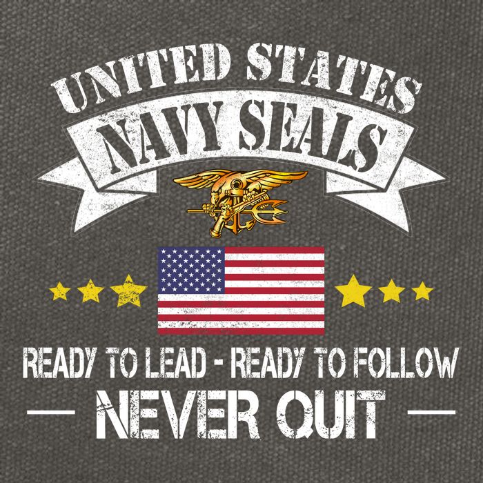 Seals Ready To Lead Ready To Follow Never Quit Na Vy Veteran Cotton Canvas Backpack