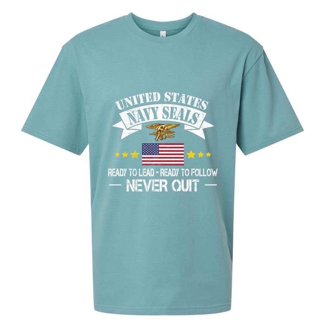 Seals Ready To Lead Ready To Follow Never Quit Na Vy Veteran Sueded Cloud Jersey T-Shirt