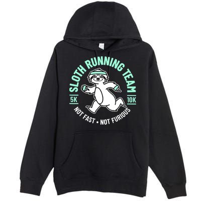 Sloth Running Team Not Fast Not Furious Premium Pullover Hoodie