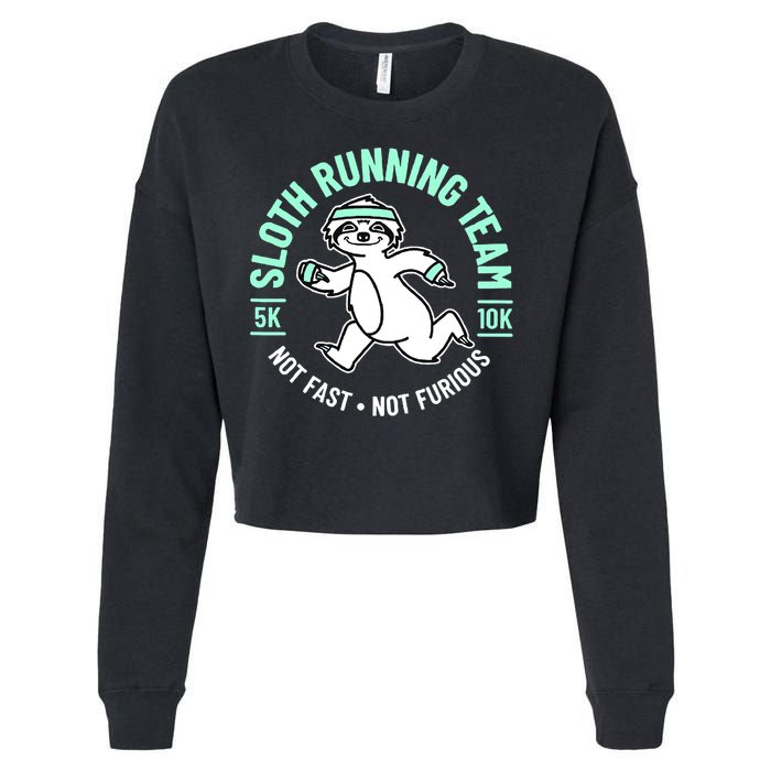 Sloth Running Team Not Fast Not Furious Cropped Pullover Crew