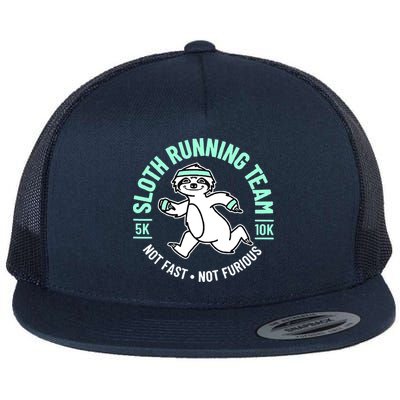 Sloth Running Team Not Fast Not Furious Flat Bill Trucker Hat