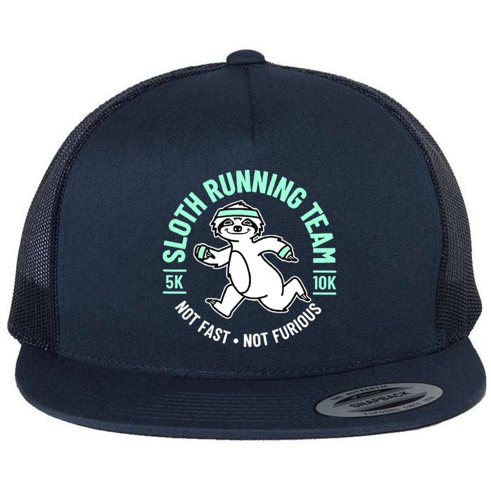 Sloth Running Team Not Fast Not Furious Flat Bill Trucker Hat