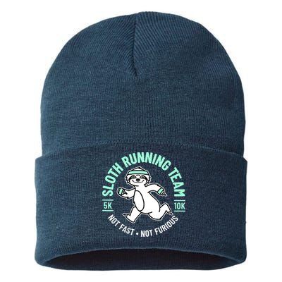 Sloth Running Team Not Fast Not Furious Sustainable Knit Beanie