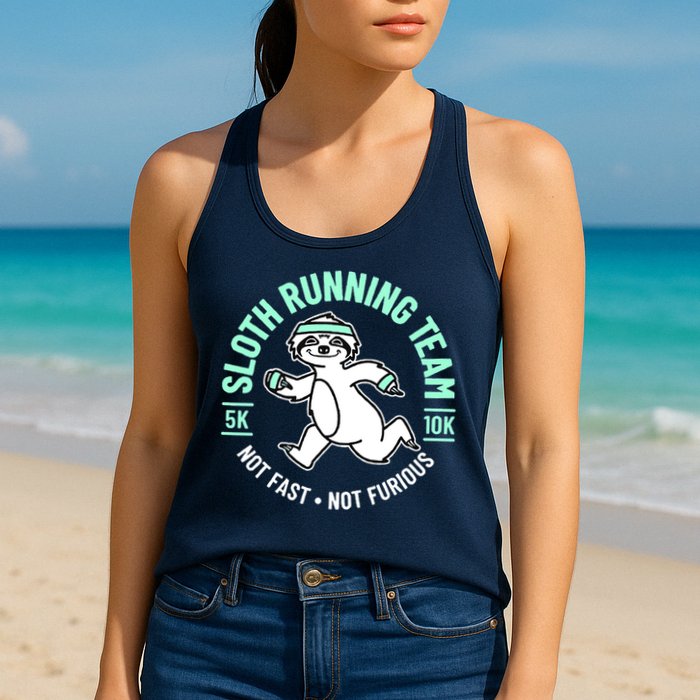 Sloth Running Team Not Fast Not Furious Womens Tank Top